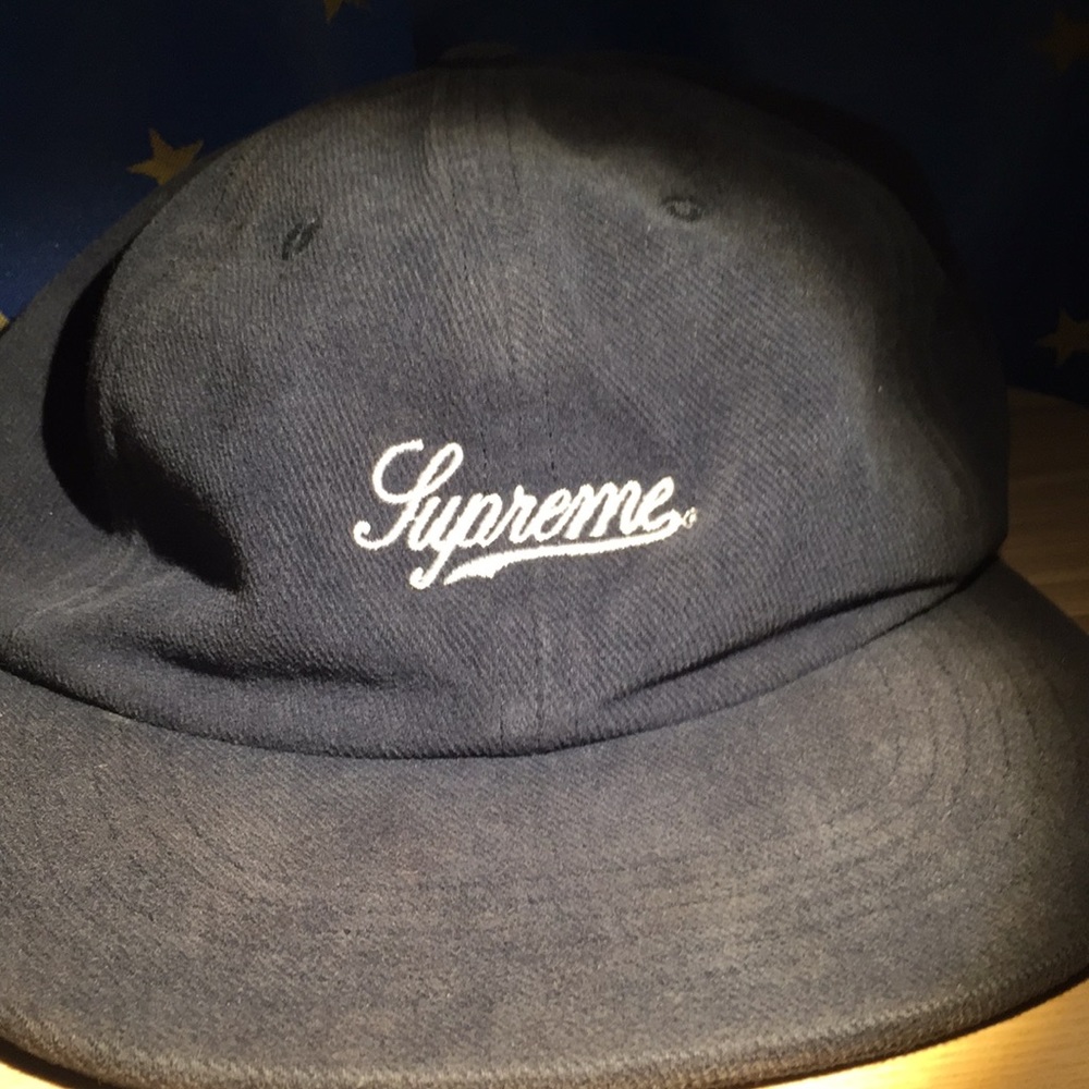 Supreme Script Hat Navy Blue